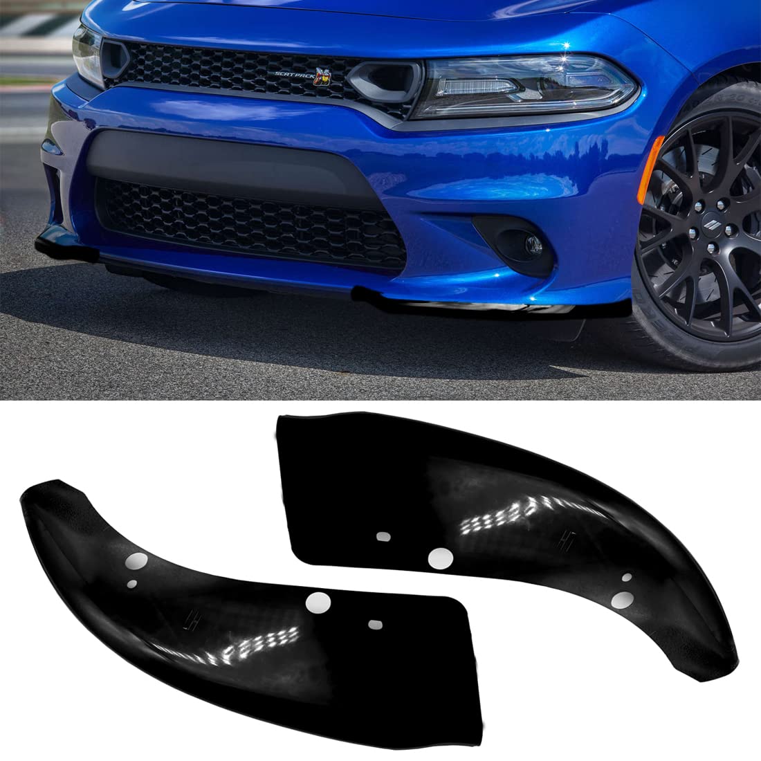 Photo 1 of MIUJEE Car Front Bumper Lip Cover Splitter Fender Guard Compatible with Dodge Charger SRT Scat Pack 2015 2016 2017 2018 2019 2020 2021, Black
