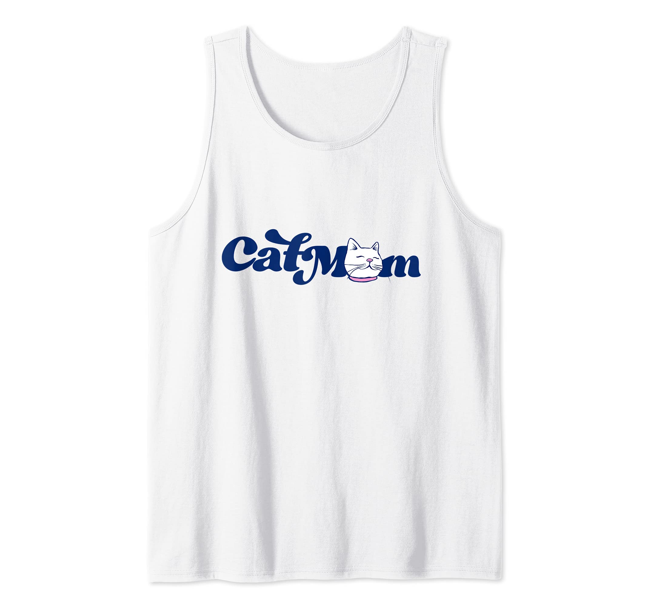 Cat Mom funny cat person Tank Top, White