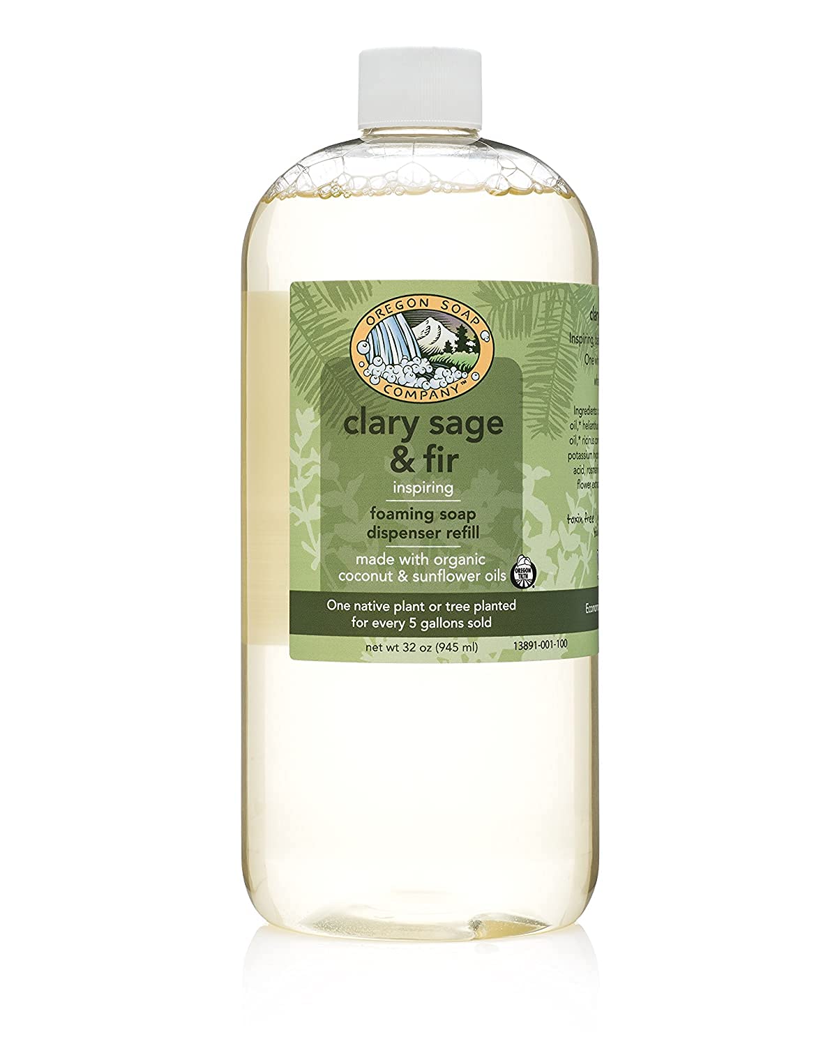 Oregon Soap Company - Hand Soap, Hand Soap Refill, Foaming Hand Soap Refill, Castile Soap Made with USDA Certified Organic Oils (32 Fl Oz, Clary Sage & Fir)