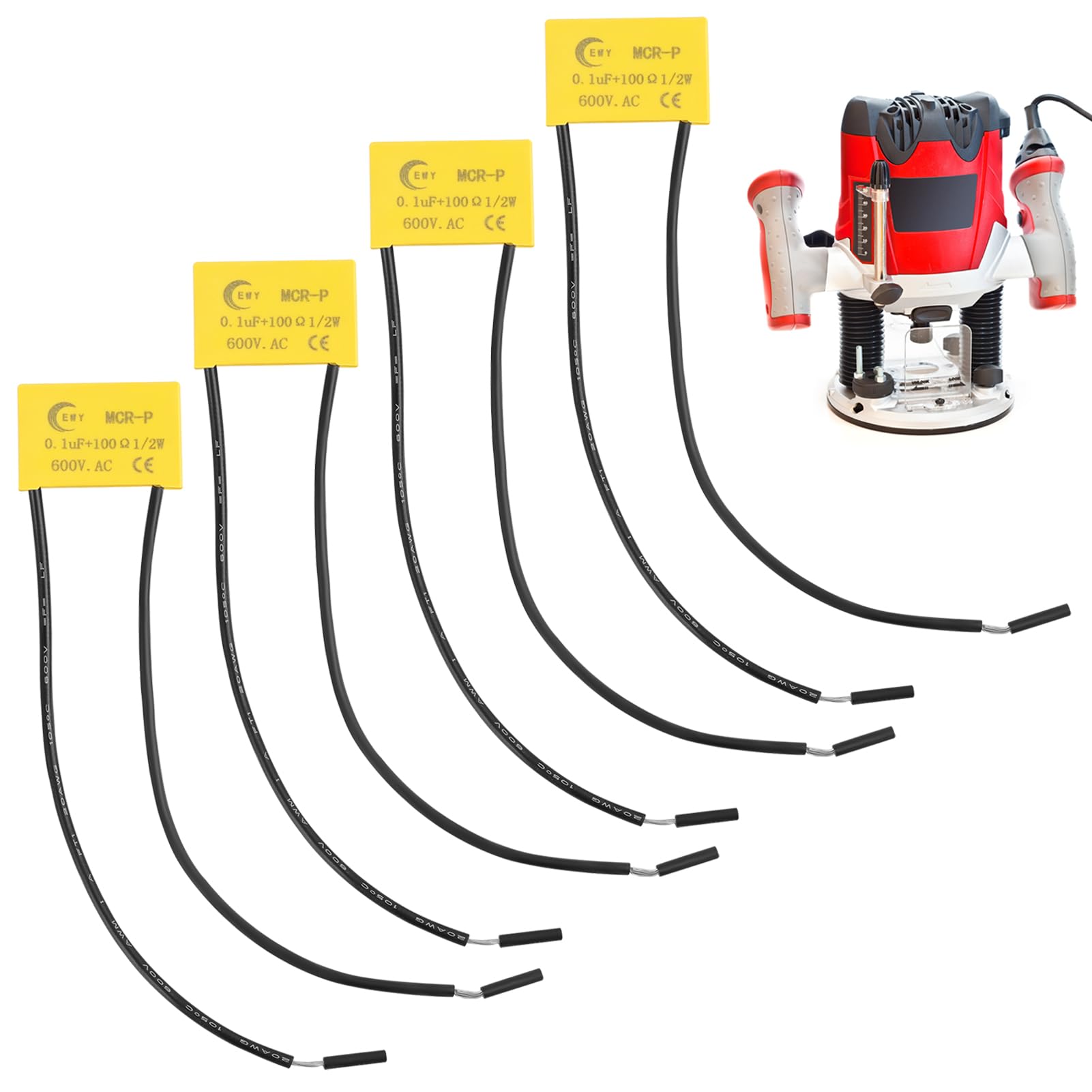 4X Condensatori filtri di messa a terra, condensatore di soppressione dell'arco RC condensatore 0,1 UF 100 Ohm 1/2W 600 VAC, resistenza condensatore 600VAC, adatto per macchine utensili, contattori