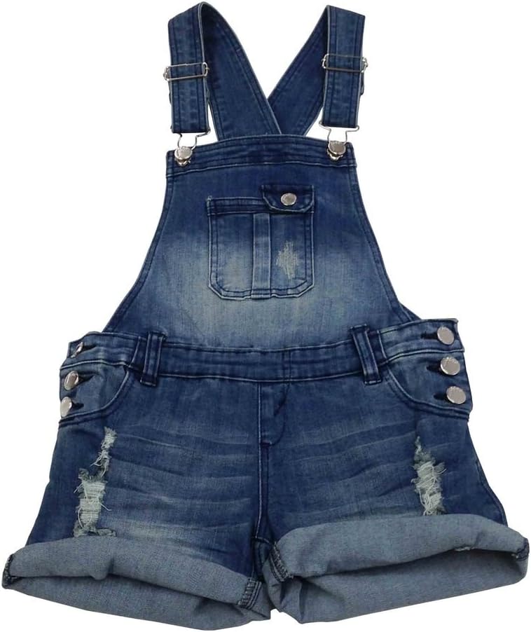 Big Girls' Denim Overalls Jumpsuit Shorts