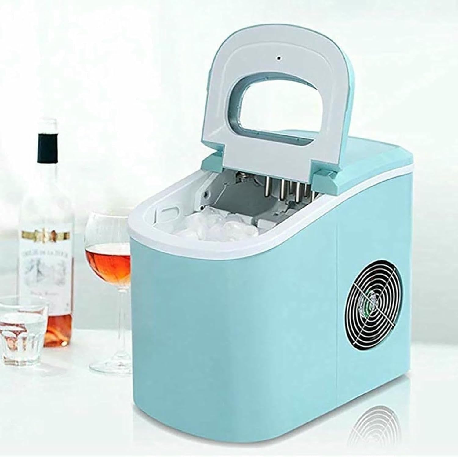 Ice Makers Countertop, Portable Ice Makes, in 24 hrs - 9 Ice Cubes Ready in 5-7 Mins, Ice Maker Machine with Self- Cleaning Function with Ice Scoop and Basket