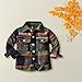 Toddler Boys Girls Shirt Coat Jacket Plaid Long Sleeve Shacket Kids Turn Down Collar Button Tops (Green, 3-6 Months)