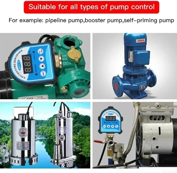 Digital Pressure Controller Switch 220V,For Booster Pump, Automatic Water Pump Control,For Real-Time BAR Display, Visual Alarm, Dry Run Protection, Adjustable Limits(2 points - 12mm)