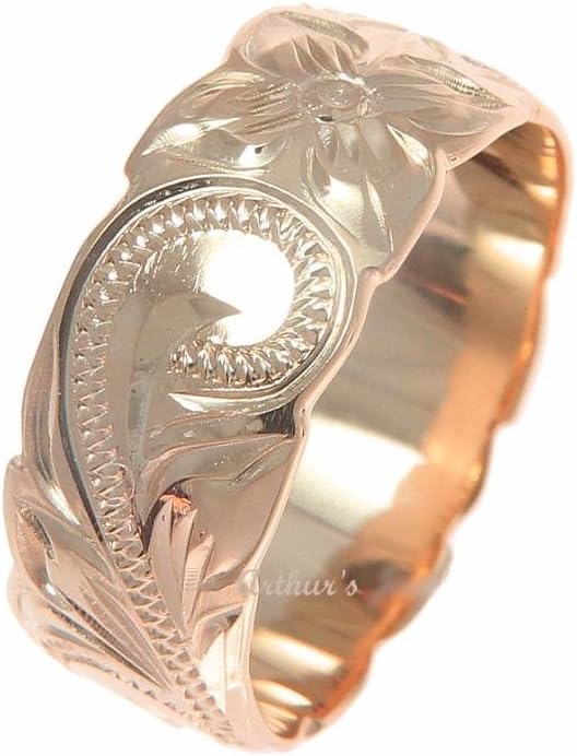 Arthur's Jewelry Pink rose gold plated 925 sterling silver Hawaiian 8mm plumeria flower scroll cut out edge ring size 3 to 12