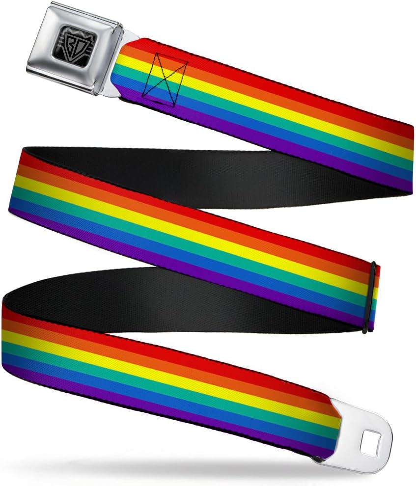 Buckle-Down Seatbelt Belt - Rainbow Print - 1.0" Wide - 20-36 Inches in Length