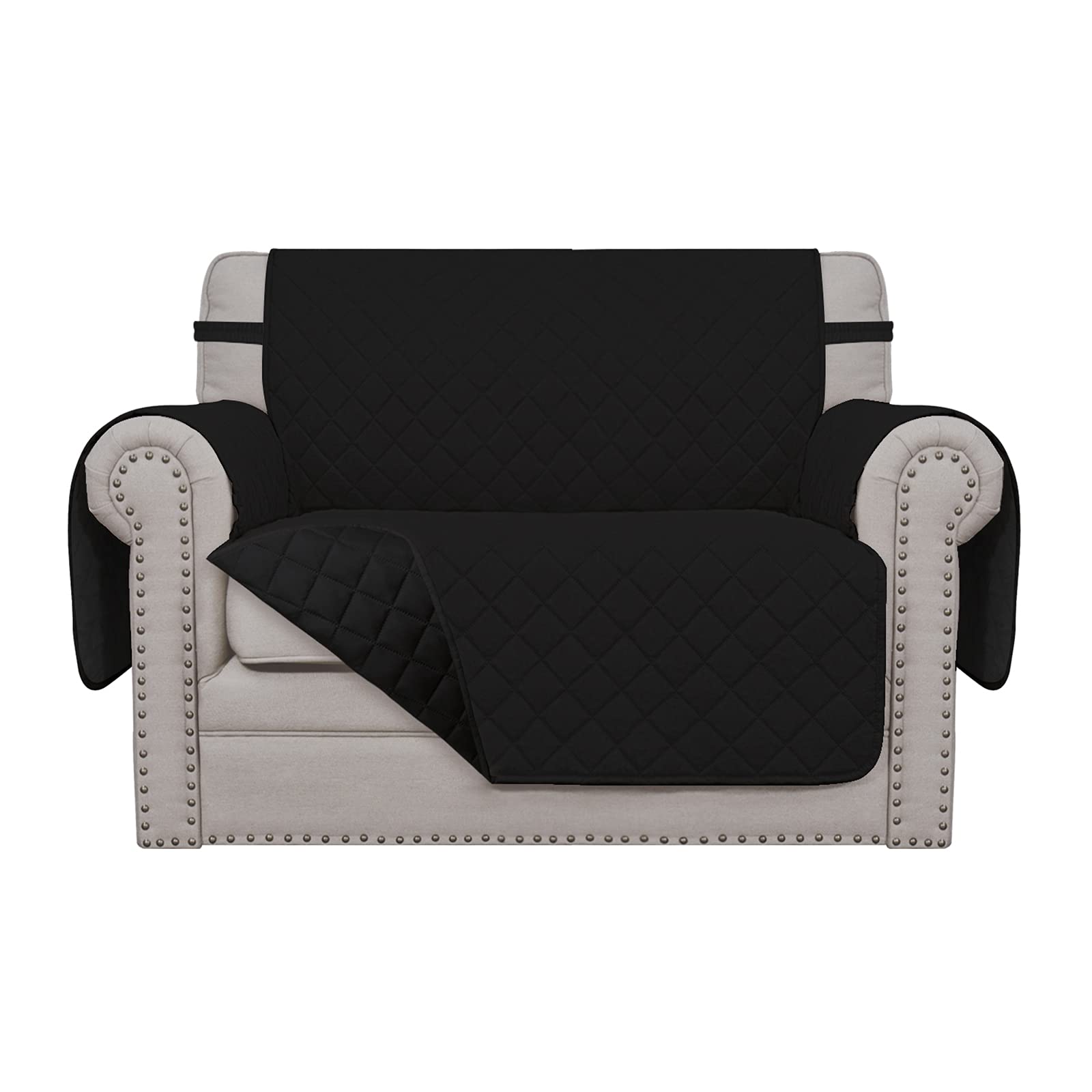 Easy-Going Reversible Couch Cover, Oversized Chair, Black/Black