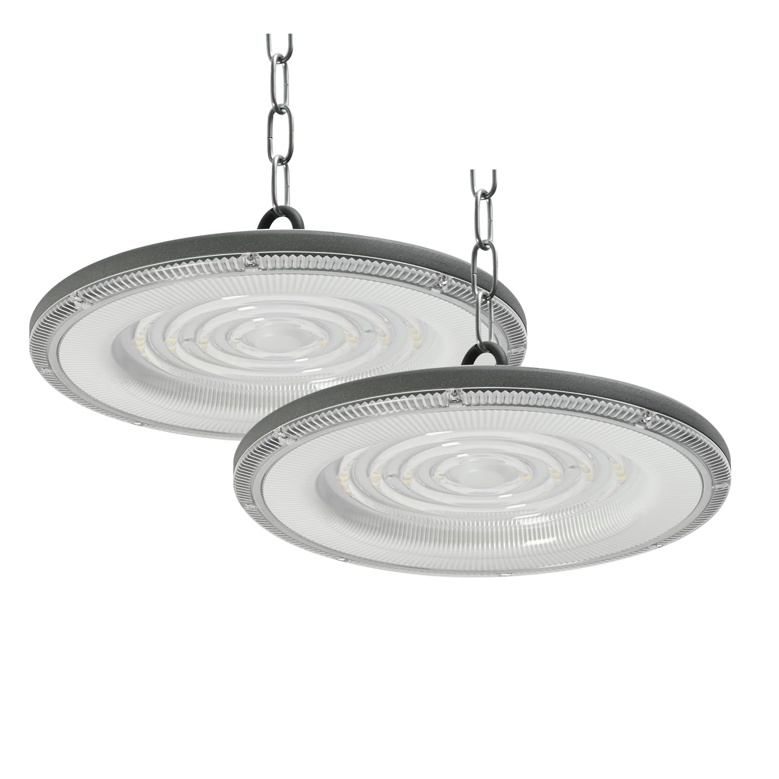 2 Stück 100W UFO LED Hallenstrahler 6000K Werkstattlampe Superhelle 10000LM | Kaltweiß, IP65 Wasserdicht, 120° Strahl, 144 LEDs, Industriestrahler für Fabriken Lager Werkstätten Logistikzentren