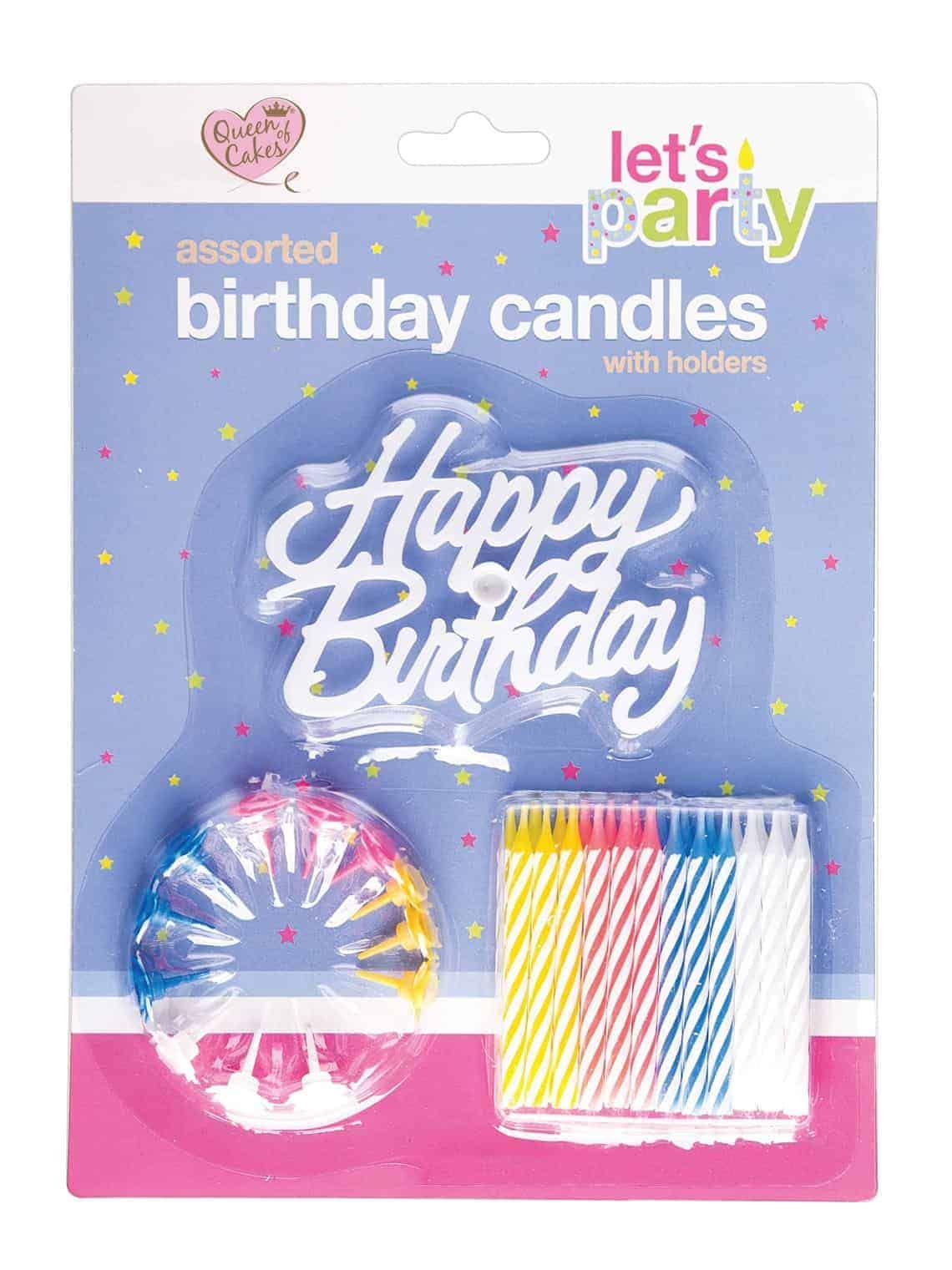 Happy Birthday Candle Set with Holders