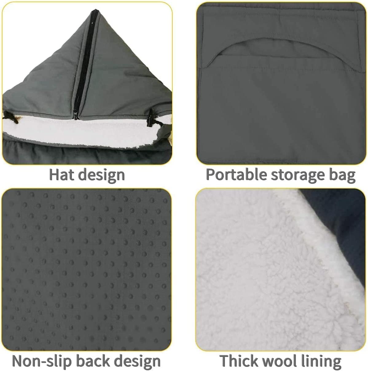 Coprigambe per bambini in pile per passeggino, con cerniera, lavabile, per passeggino, parte della testa, adatta per tutti i passeggini, misura 77 x 60 cm