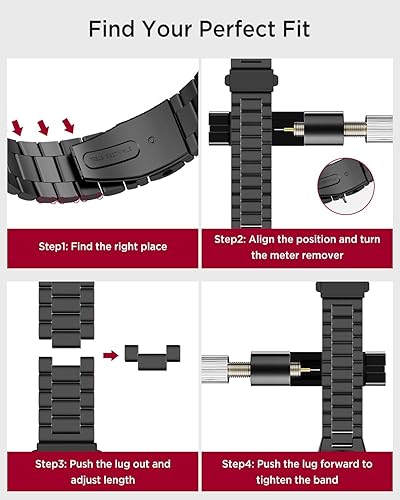 Miniatura 6 de Miimall Correa de metal compatible con Google Pixel Watch 4 (2025)3 1.772 in 1.614 in, sin hueco, correa de repuesto ajustable de acero inoxidable