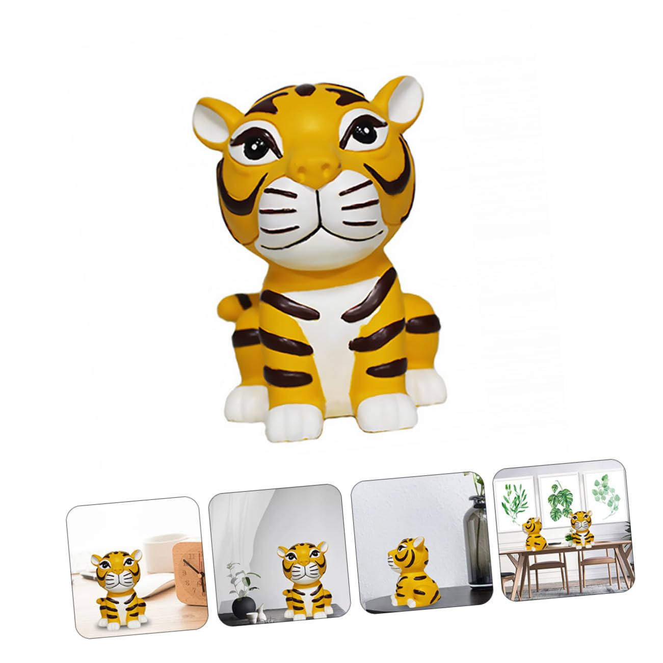 Spardose in Tigerform aus Kunstharz, Gelbe Münzbox
