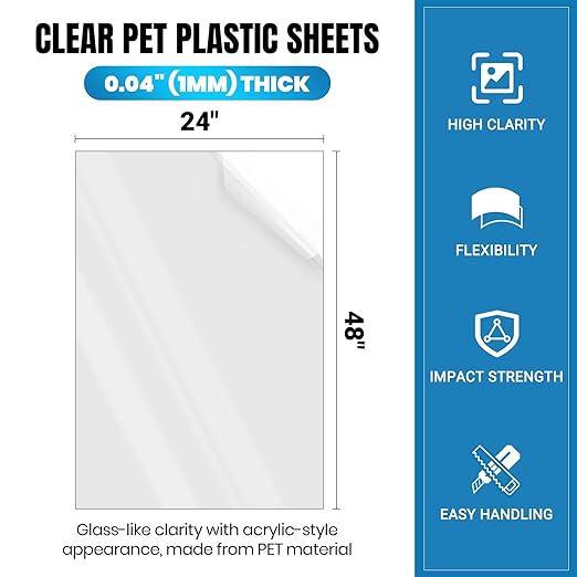 3 Láminas de PET 24x48x0.04 pulg - Alternativa al Vidrio Acrílico miniatura 2