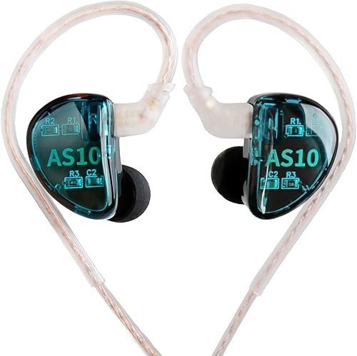 KZ AS10 - Auriculares con 5 controladores de armadura equilibrada, auriculares con cancelación de ruido, auriculares con cable IEMS con cable