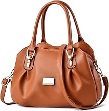 NICOLE & DORIS Sac a Main Femmes Cabas Souple Sac à Bandoulière en PU Cuir Sacs à Main Portés Epaule Grande Capacité Sac D'épaule Sac Epaule Multipoches Marron