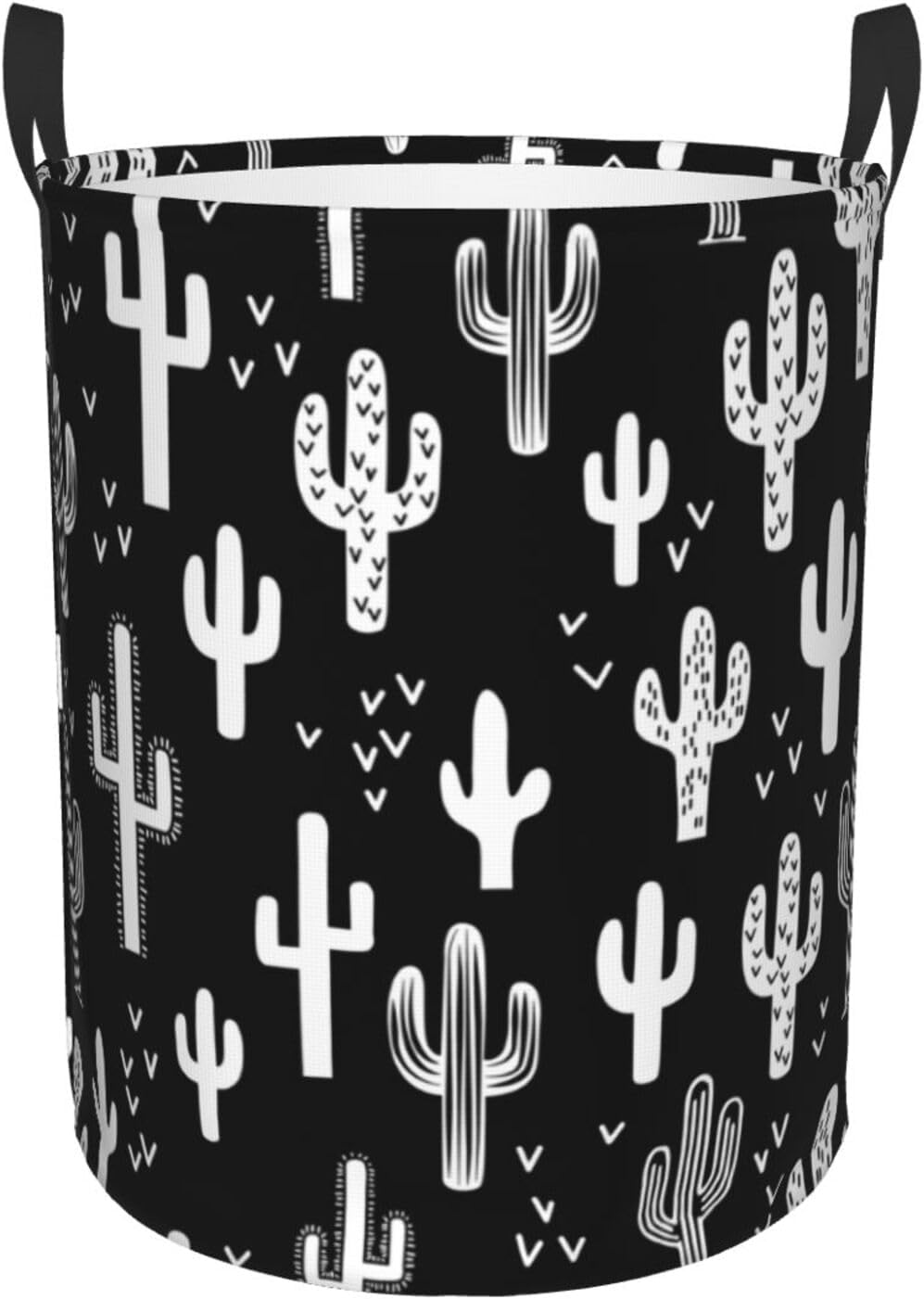 Western Cactus Laundry Basket with Handle Waterproof Collapsible Cloth Hamper Round Storage Basket for Bathroom Bedroom College Dorm