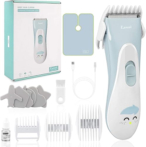 Cortadora de pelo para bebés, cuchilla de cerámica eléctrica para niños, ultra silenciosa, inalámbrica, recargable, impermeable, kit de corte de