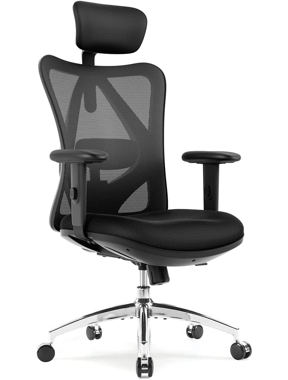 NaXew Office Chair Ergonomic Office Chair with Adjustable 3D Arms, Back and Lumbar Support High Back Chairs with Breathable Mesh - Thick Seat Cushion, Head, and Arm Rests Reclines