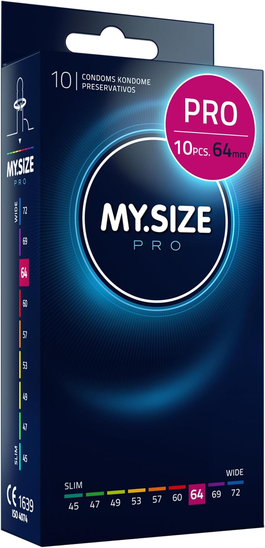 MY.SIZE PRO Condom Size 6, 64 mm, XL, 10 Condoms - Perfect fit and a Suitable Size for Everybody