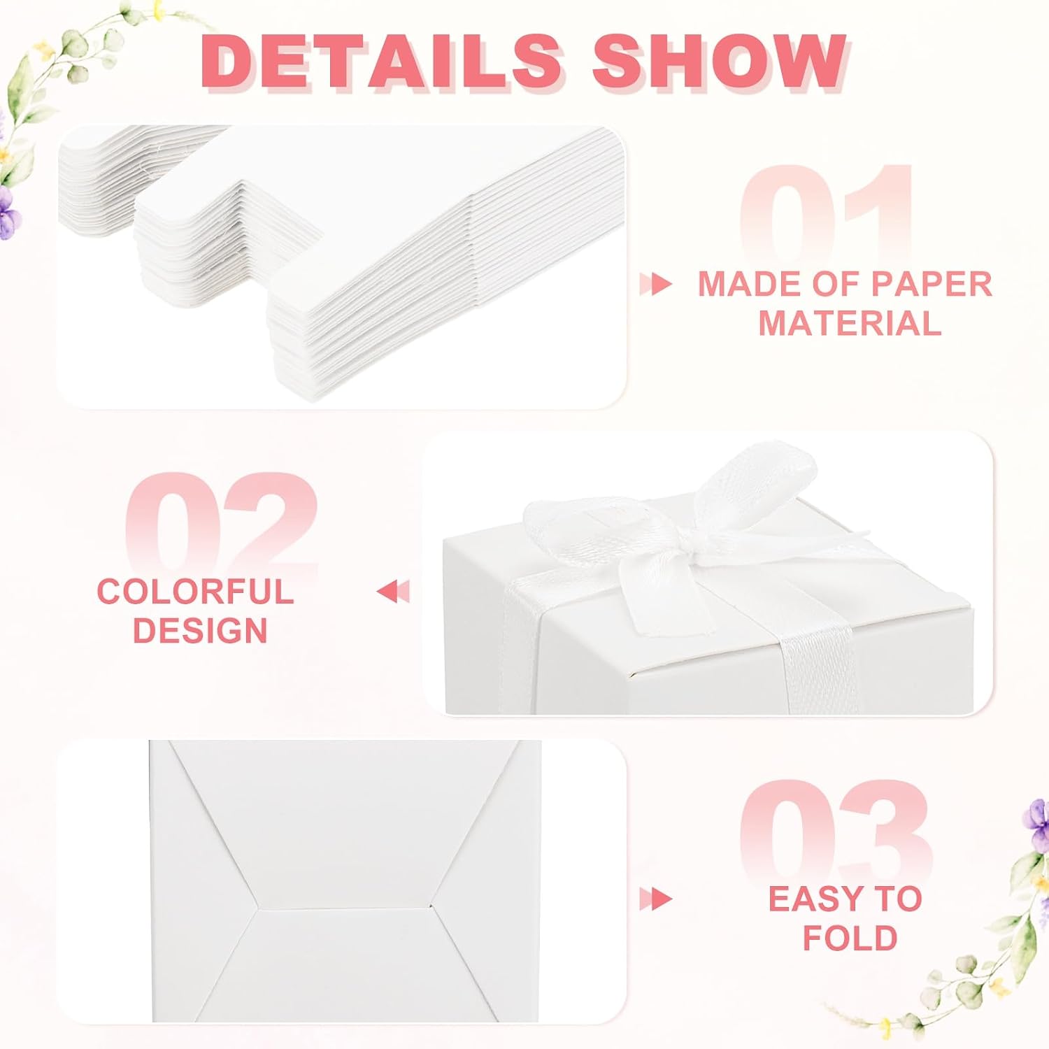PATIKIL 1.97x1.97x1.97 Inch Favor Boxes, 60 Pcs Candy Party Butterfly Gift Boxes for Wedding Mother's Day Easter Anniversary Christmas Graduation Celebration, White