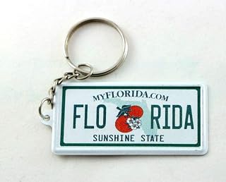 World By Shotglass Florida License Plate Aluminum Ultra-Slim Rectangular Souvenir Keychain 2.5" X 1.25"x 0.06"