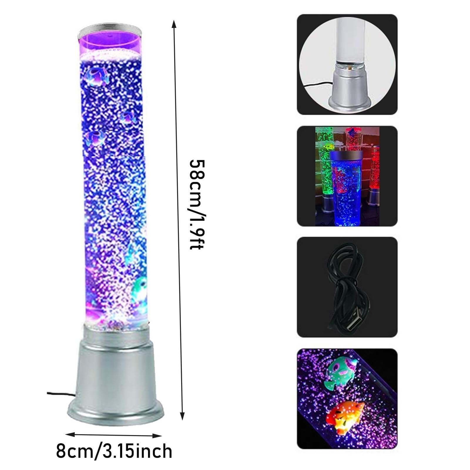 Lampa LED Jellyfish, lampki nastrojowe do akwarium dla dorosłych, dzieci, 7 zmieniających kolor świateł Nlight do dekoracji domowego biura, prezent dla ADHD i autyzmu(58cm)