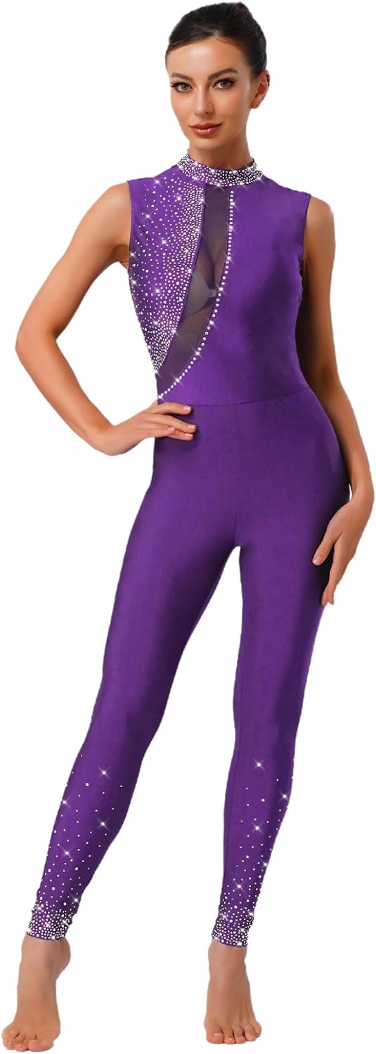 XUNZOO Women's Turtleneck Unitards Long Sleeve Full Body Leotard Gymnastics Ballet Dancewear Costume