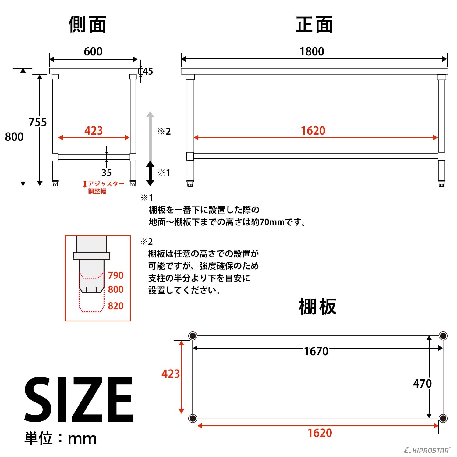 Amazon.co.jp: ステンレス 作業台 業務用 調理台 厨房 1800×600