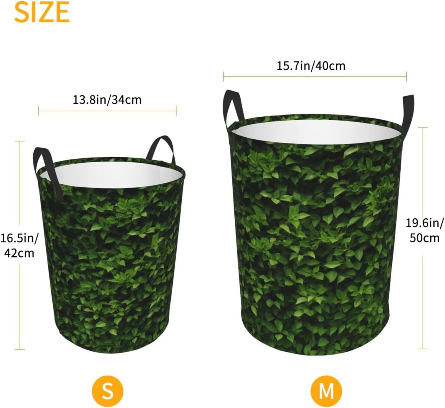 Hedge print Circular Hamper Waterproof Storage Bin Organizer Basket Laundry Hamper With Handles For Clothes Toys Small