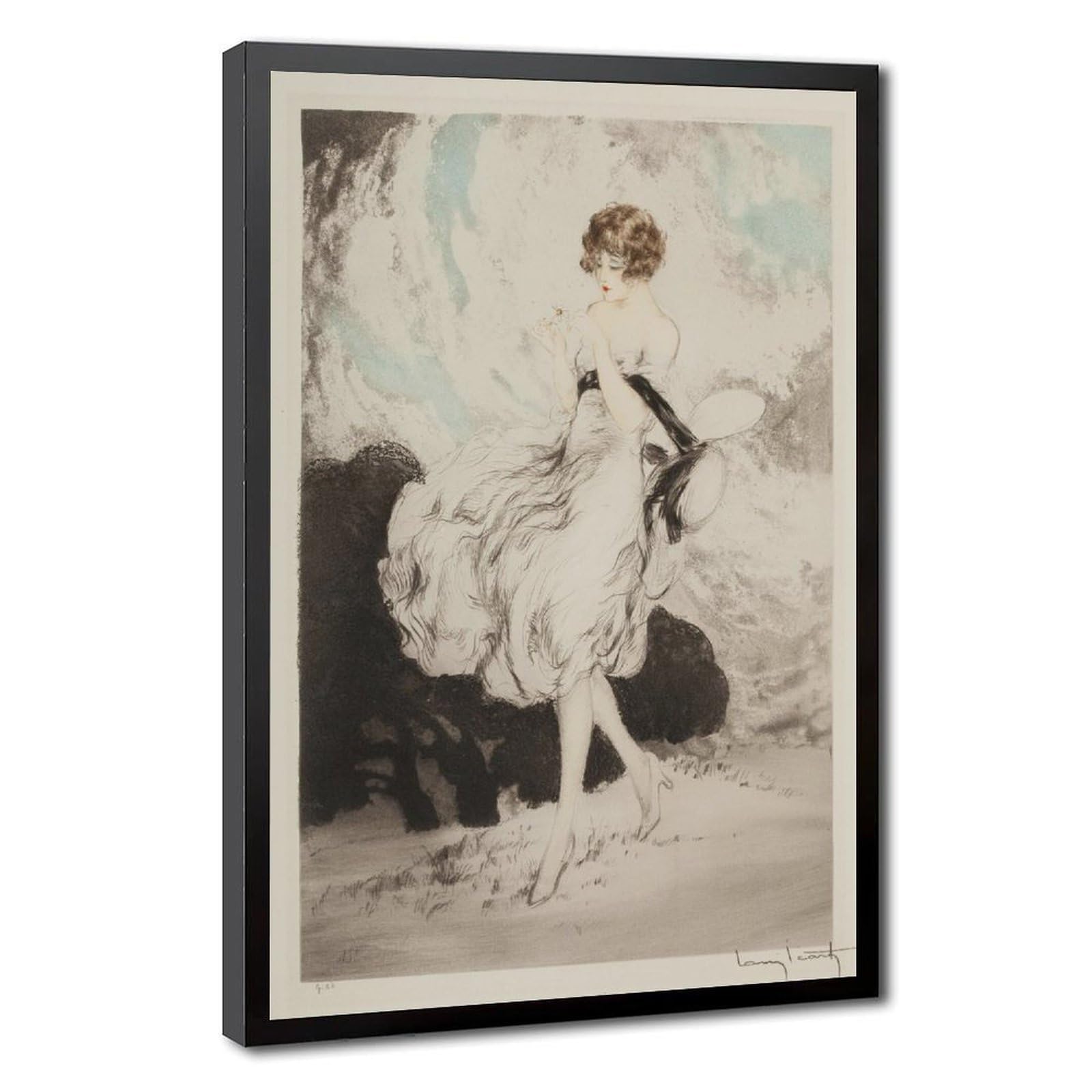 WCYB Lillies by Louis Icart – Vintage Art Deco wytrawianie nadruk, romantyczna moda ilustracja ścienna - Etsy Tajwan (a8b58862) wydruki plakaty płótno deco farba
