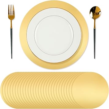 Tioncy 100 Pcs Gold Round Paper Placemats Gold Decorative Disposable Placemats Table Mats for Dining Wedding Table Decoration Home Banquet Festive Party Wedding Birthday Holiday