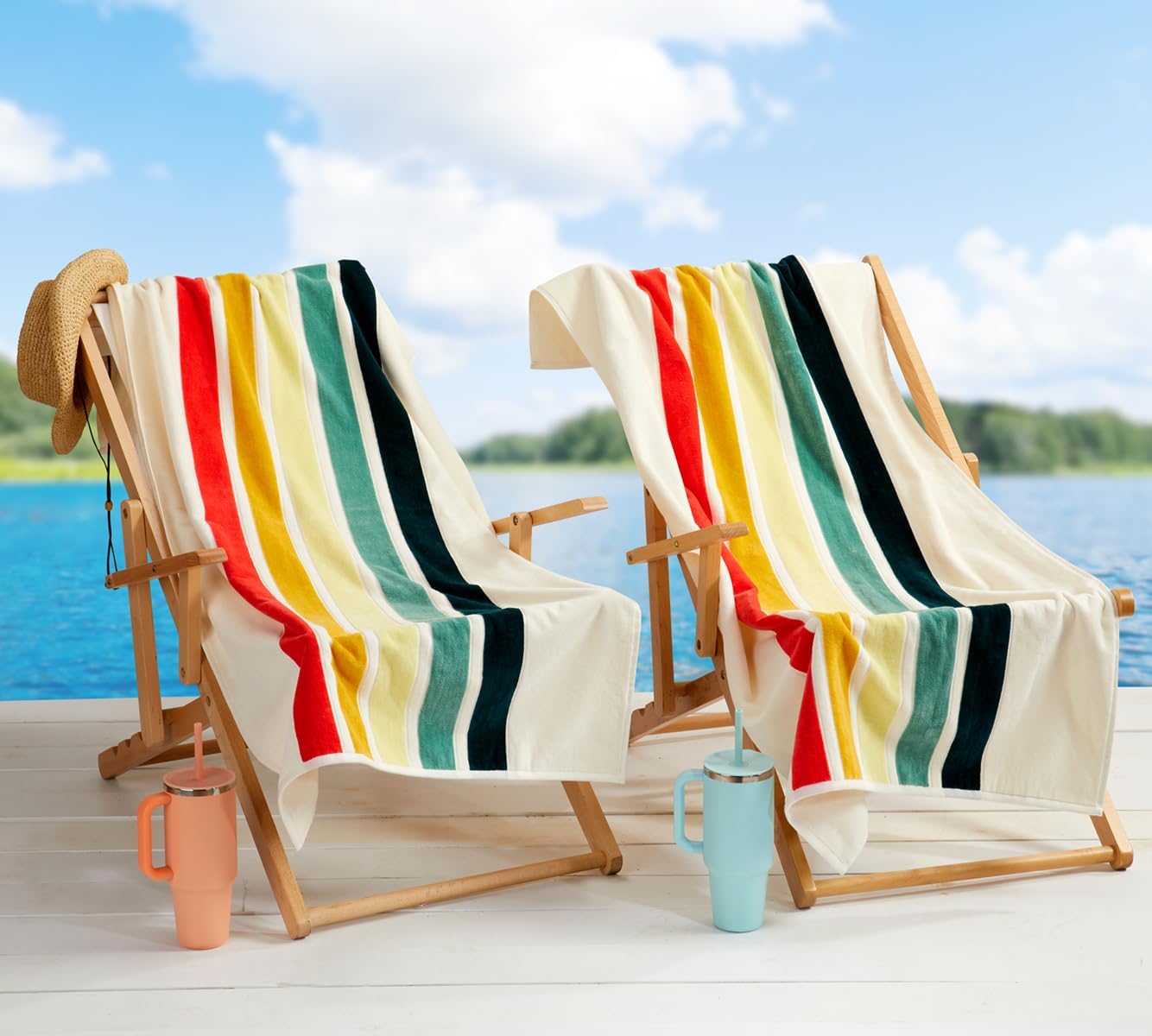 Loon & Lake Luxury Oversized Beach Towels - Retro Stripes| Oversized 40" x 70" | Crafted from 100% Combed Cotton | Ultra Plush & Super Soft | Retro Collection 1969