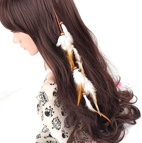 Miniatura 5 de Fodattm Extensiones de cabello hippie bohemio hechas a mano con clip de plumas, peine de plumas indias, tocado de horquilla para mujer, accesorios
