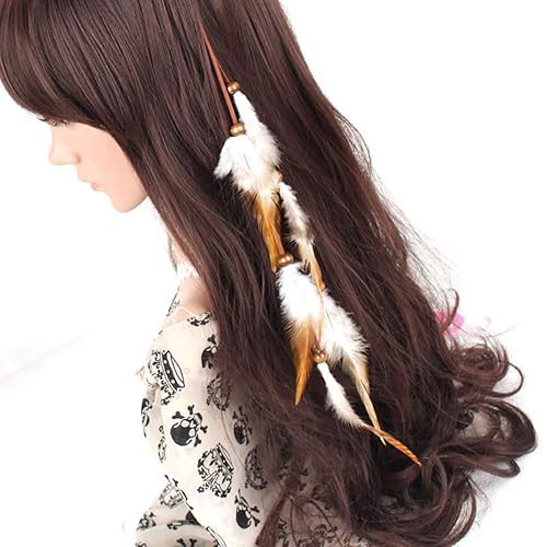 Miniatura 5 de Fodattm Extensiones de cabello hippie bohemio hechas a mano con clip de plumas, peine de plumas indias, tocado de horquilla para mujer, accesorios