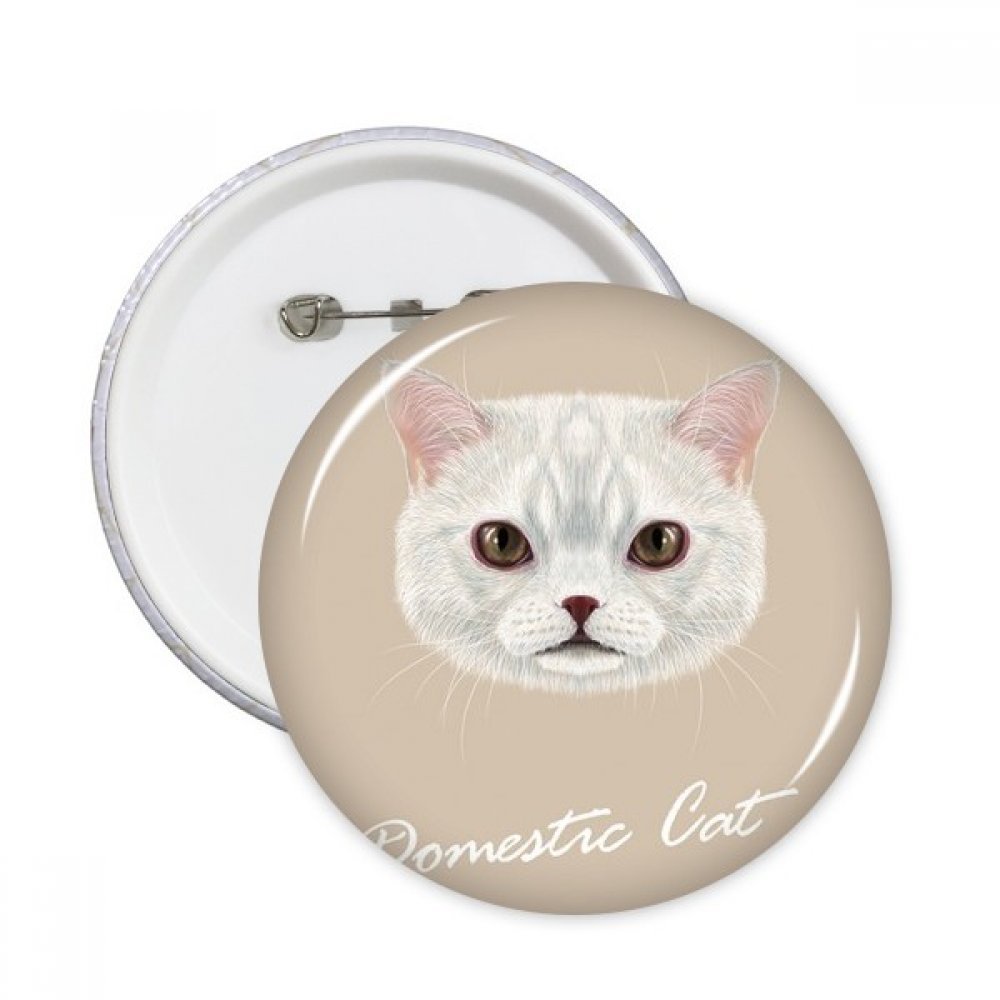 Badge rond chat blanc DIYthinker lot de 5 broches blanches pour vêtements taille S - 3