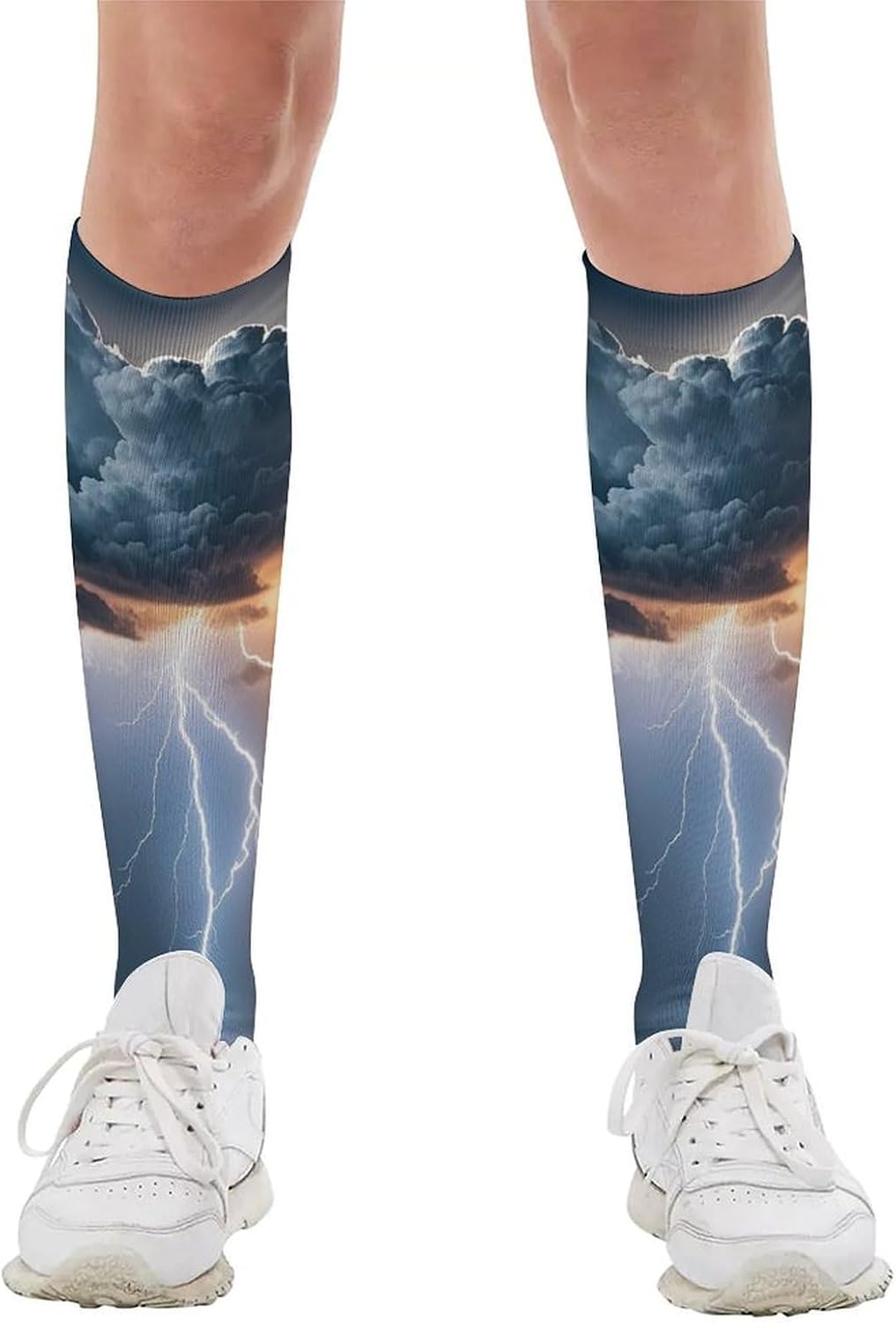 Cloud Lightning Knee High Soccer Socks Moisture Wicking