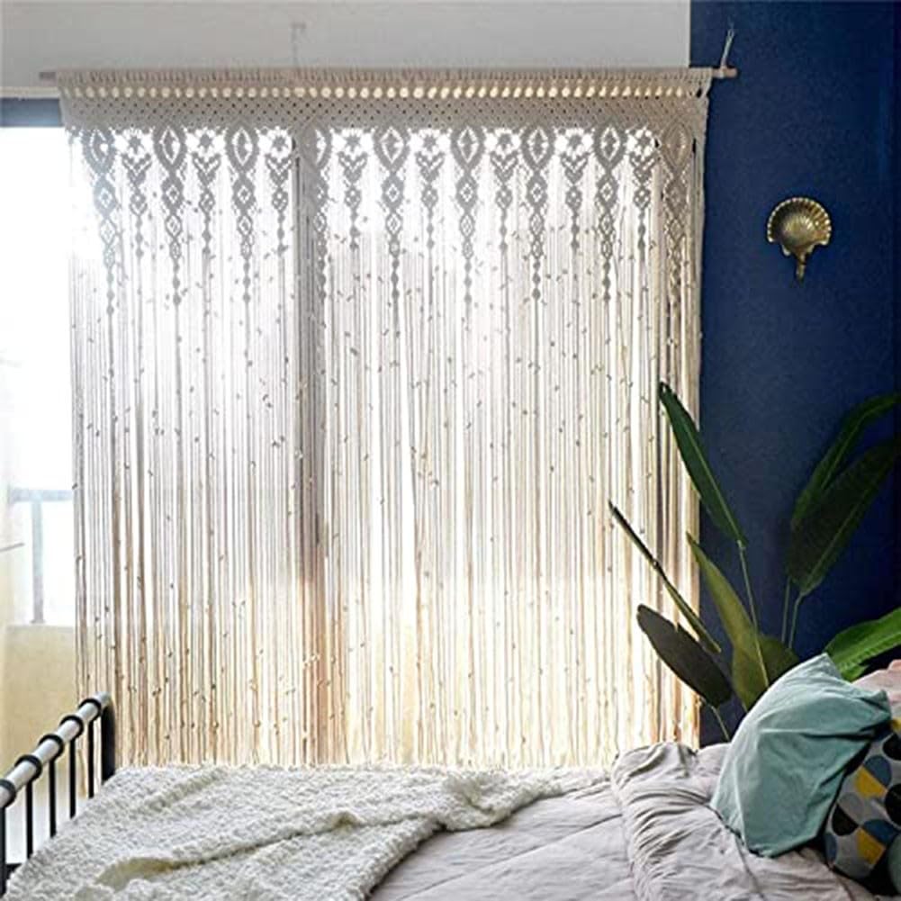 Rideau de porte en coton bohème tissé à la main pour décoration de fenêtre et de porte, convient pour les décorations de fond de mariage