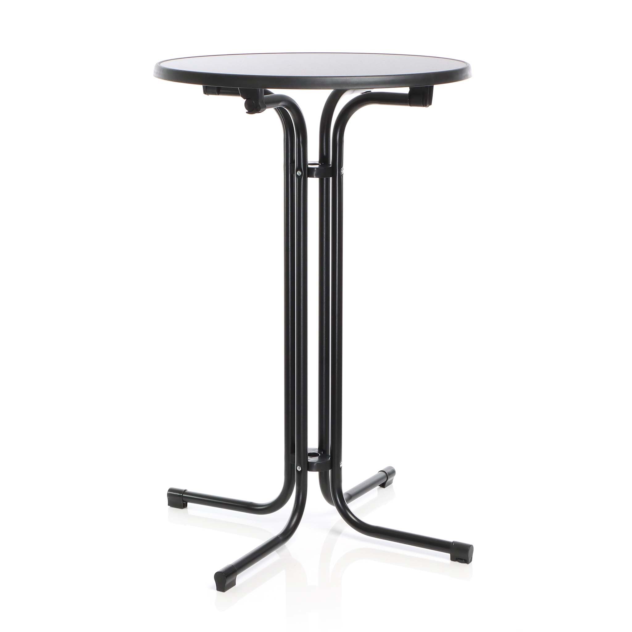 Mesa Bistro Plegable Negra Redonda Ø 80cm Mesa de pie para Interior/Exterior 110cm de Alto