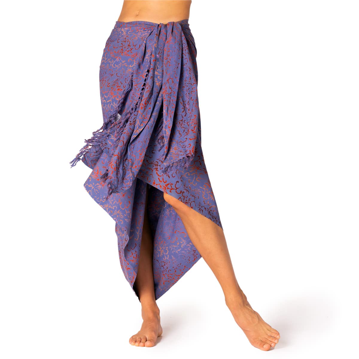 PANASIAM Blue Tones Sarong Scarf Shawl Beach Towel Wrap Dress Soft Natural Fabrics Fair Produced, B106 Blue Flower, Large