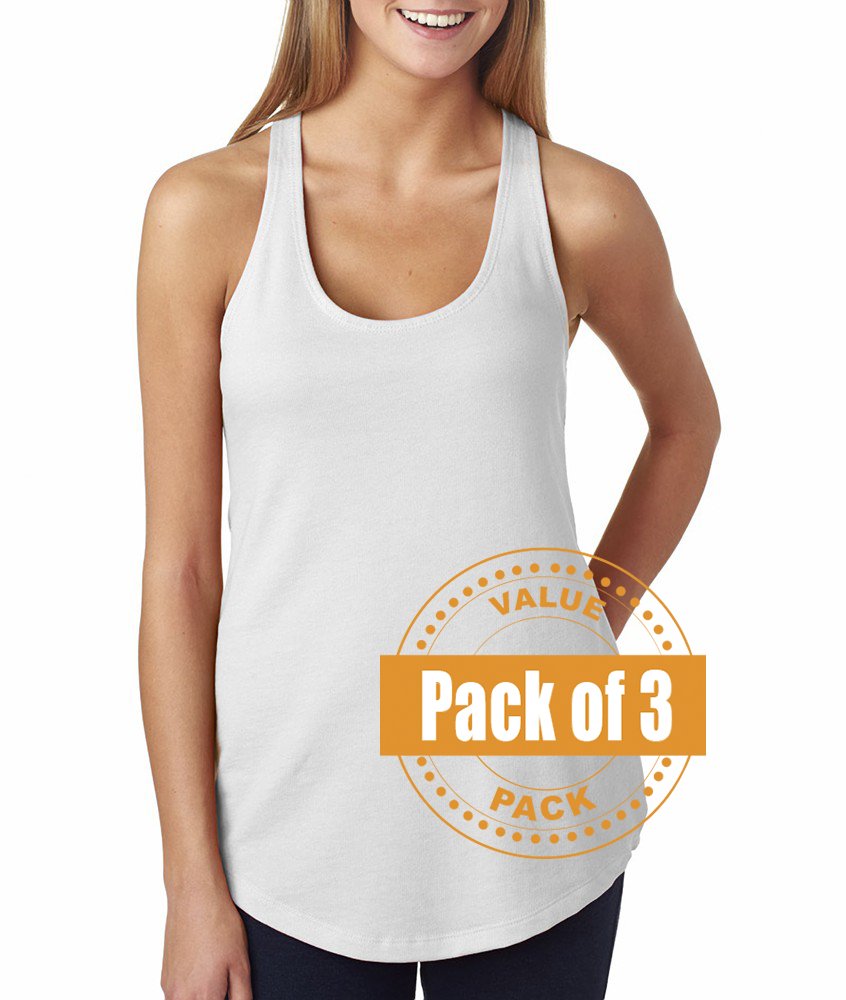 Next Level Womens The Racerback Terry Tank Top 6933-White (3 Pack)