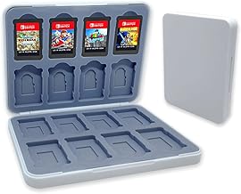 WNJACO Switch Game Card Case for Nintendo Switch Game & Micro SD Card, Customized Pattern Switch Lite Game Card Storage Box with 16 Game Card Slots and 16 Micro SD Card Slots with Magnetic Closure (White)