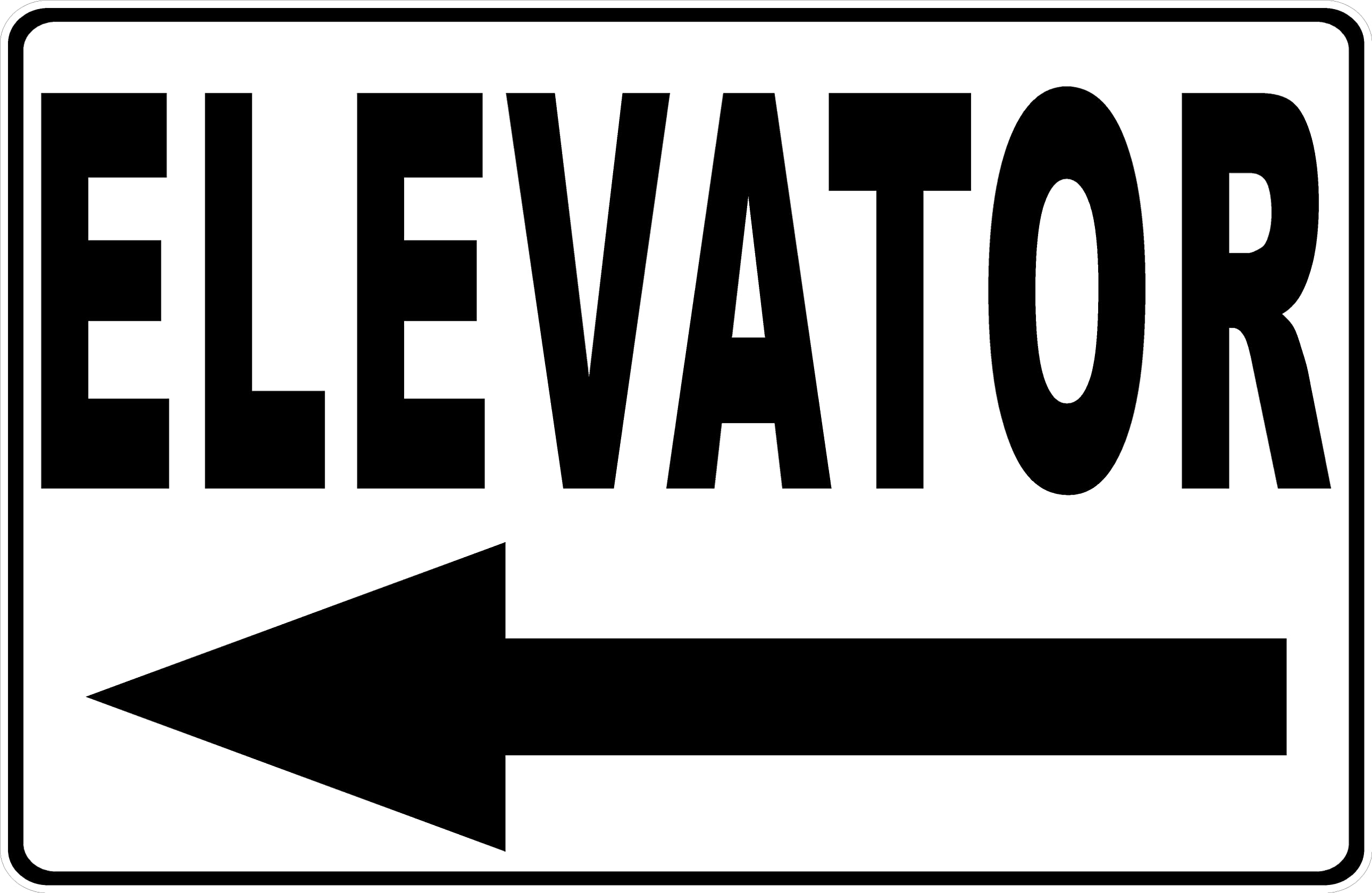 Aluminum Building Direction Sign, Elevator Marker With Left Arrow, Indoor Outdoor Wall Decor, 12x8 Inches