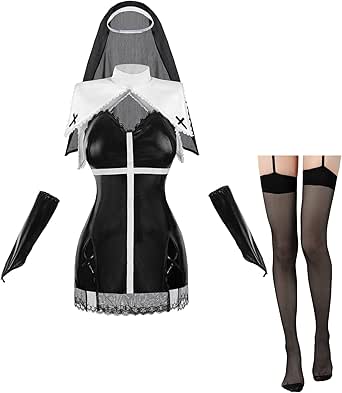 Amazon.com: LTAKK the Nun Costume Women Nun Sheath Dress Halloween Nun