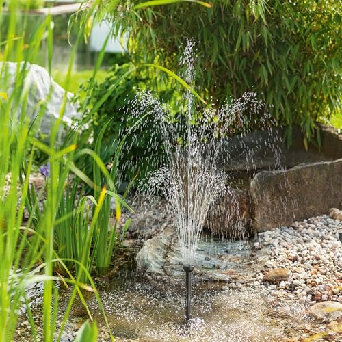 esotec Solar Pumpensystem WATERSPLASH 10/610, Komplettset, Teichpumpe Springbrunnenpumpe, Solarbrunnen Sprinklerpumpe, Solarmodul 10W, Direktbetrieb Wasserspiel, 1,5m 610l/h IP68 101013