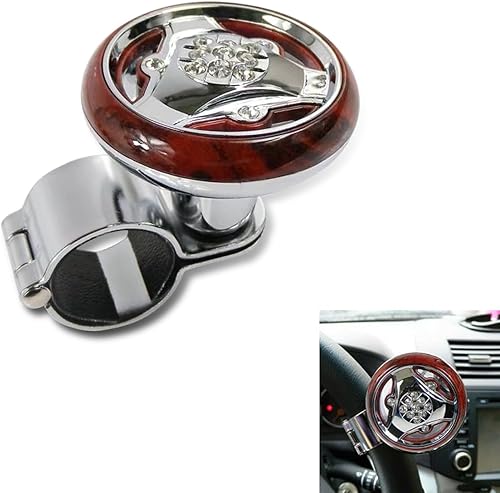 1 unidad de bola de potencia para volante de coche, perilla de rodamiento de bola de acero suave con incrustaciones de ABS y cristales de río,