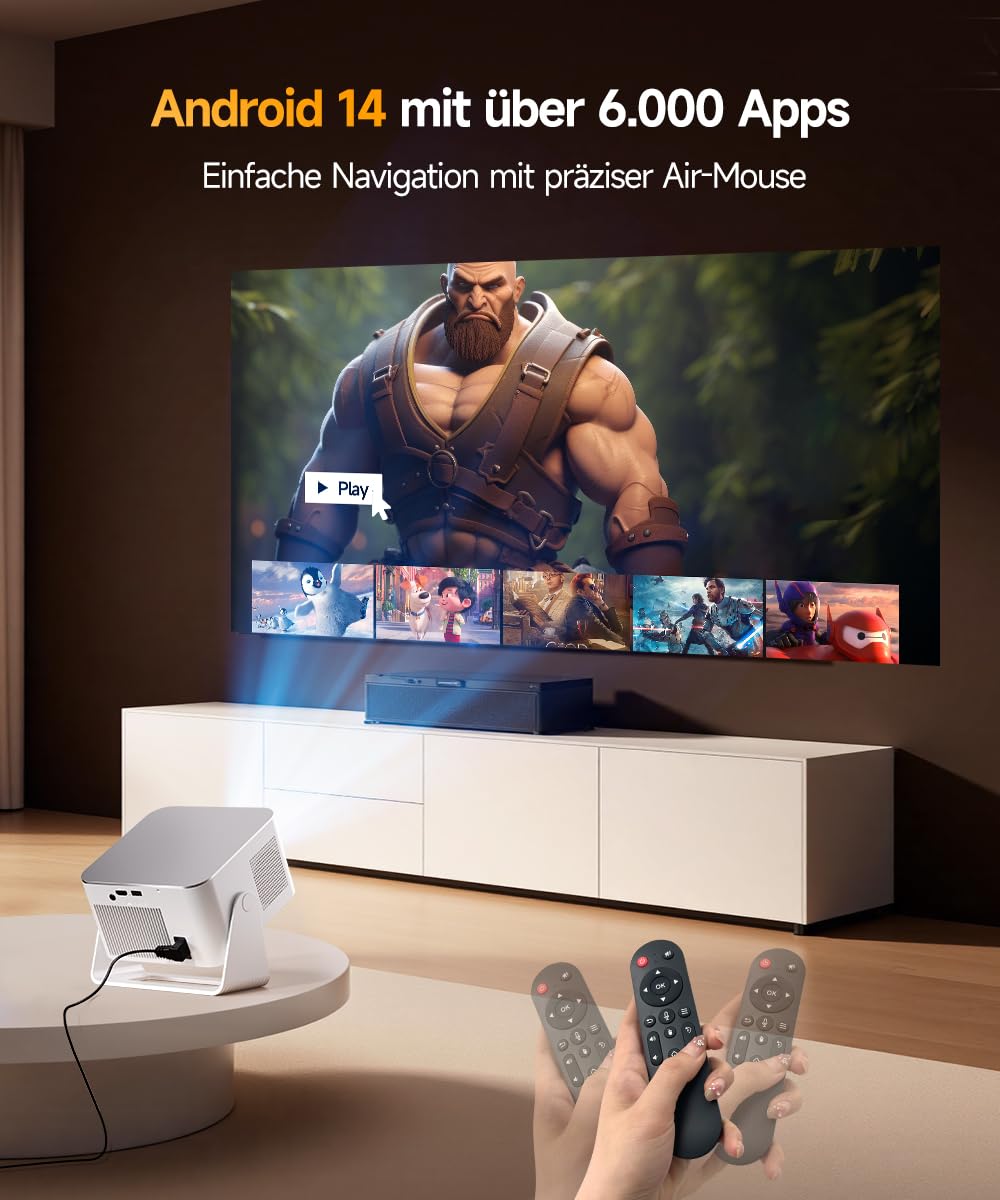 Magcubic Mini Beamer 4K Unterstützt – Android 14 Smart Projektor HY350MAX | 600ANSI, Auto-Fokus & Keystone Korrektur, Native 1080P, WiFi 6, Bluetooth 5.4, 15W Lautsprecher, Beamer für Heimkino Outdoor