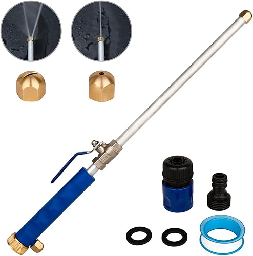Hydro Jet - Boquilla Hydro Jet 2 en 1 para manguera de jardín, varita de alta presión de 17 pulgadas con 2 boquillas diferentes y conectores rápidos