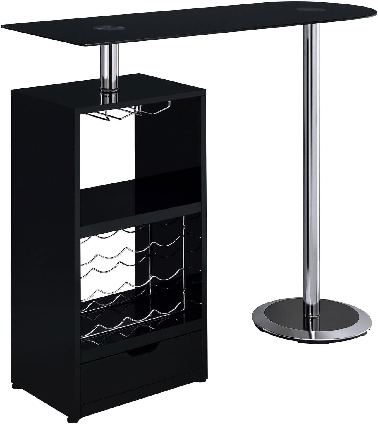 Coaster Furniture Bar Table W/Wine Storage Black 120451
