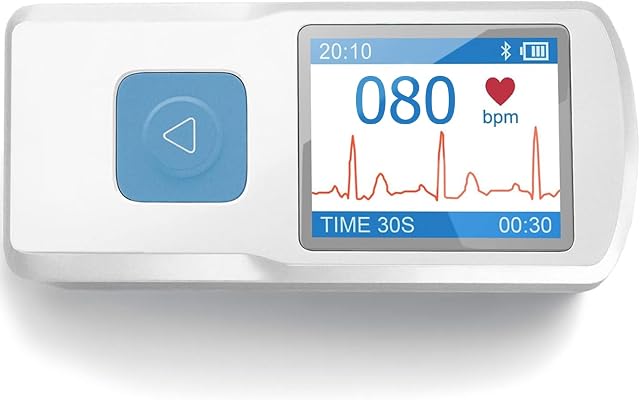 BEC portatif ECG moniteur - Moniteurs électrocardiographes en moins de 30 Secondes, pas besoin d'un smartphone, toutes les mesures sont faites sur l'appareil