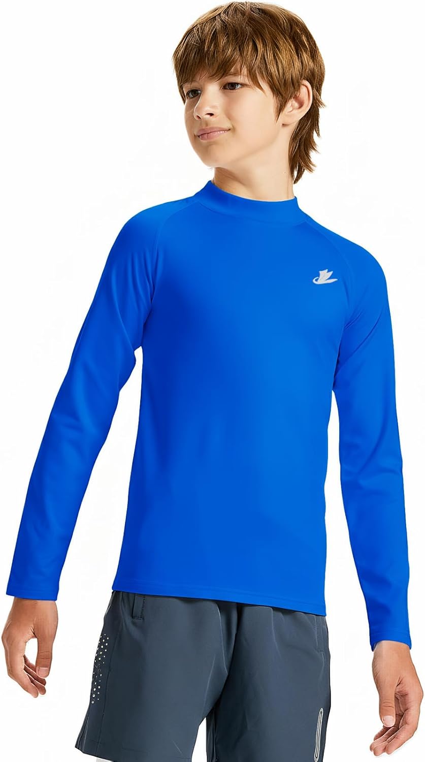 DEVOROPA Youth Boys Compression Thermal Shirt Long Sleeve Kids Fleece Baselayer Soccer Baseball Undershirt Slim/Regular/Husky